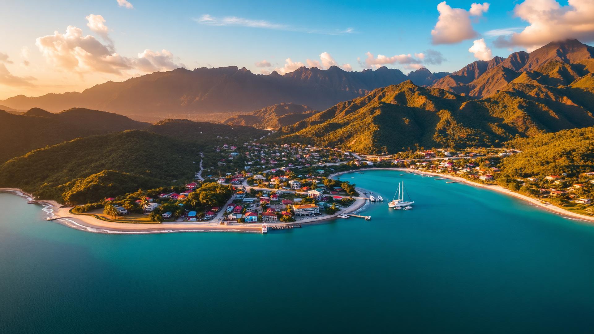 Aerial view of a Haitian coastal community